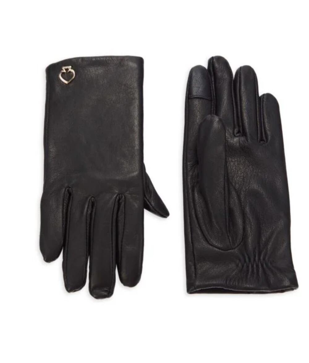 Kate Spade Logo Leather Gloves small black women gloves